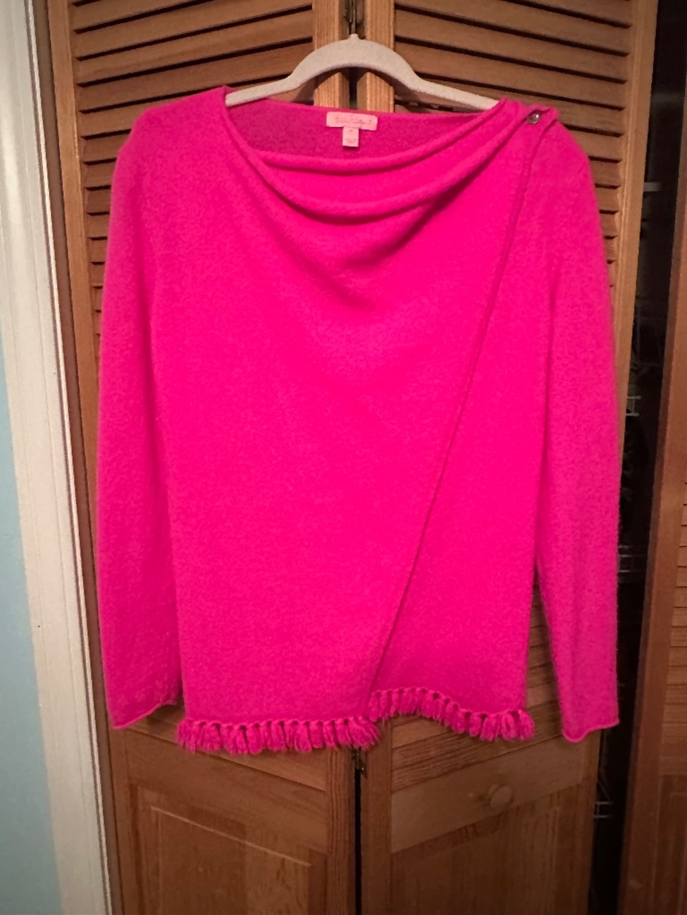 BEAUT LILLY PULITZER, PINK WRAP SWEATER SZ M CASHMERE